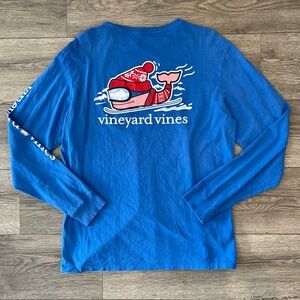 Vineyard Vines Men’s Long Sleeve Whale T-Shirt Snowboarding EDSFTG Blue Medium